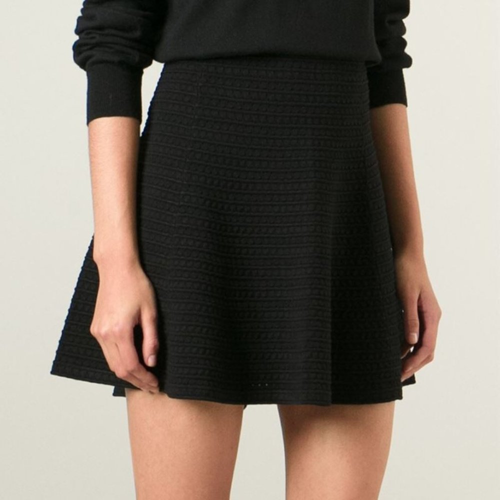 Theory Black Textured A-Line Skirt